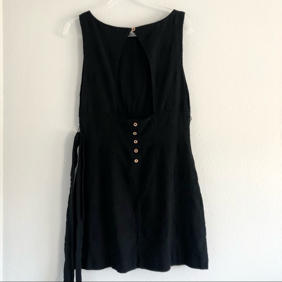 SOLD✨New FREE PEOPLE Zahara Linen Tie Waist Black Dress - Picture 7 of 7